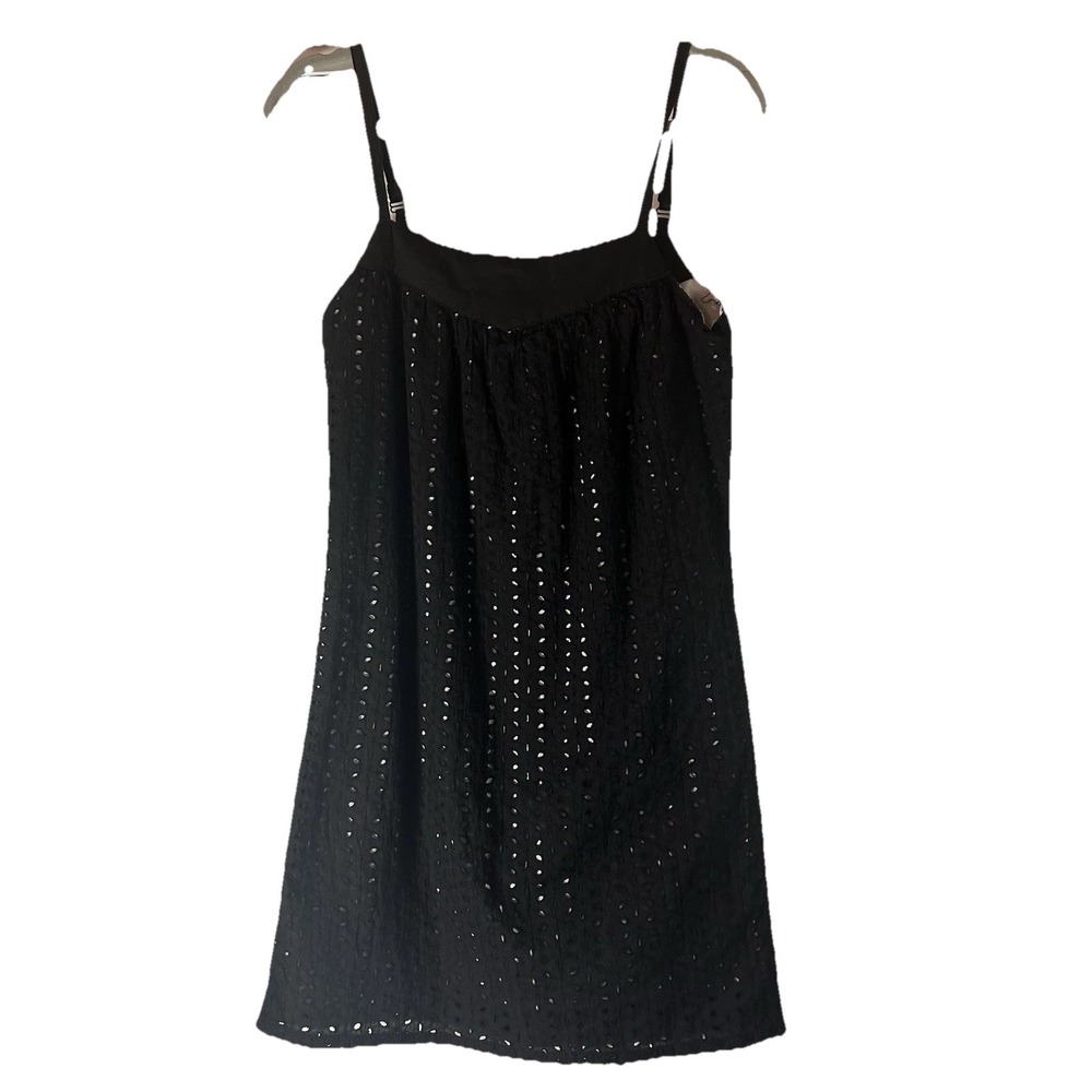Roxy Black Eyelet Shift Skater Surfer Sundress Size Xs Minidress Y2K Retro Vibes